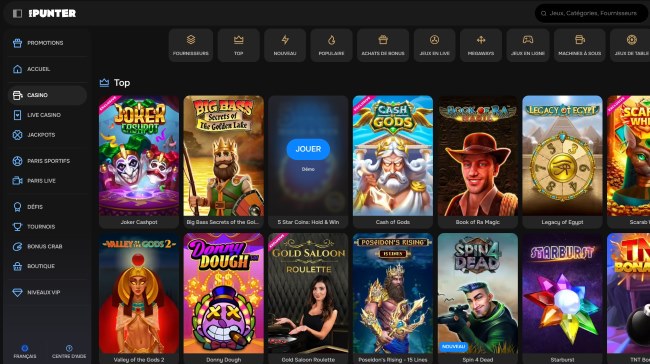 Les jeux disponibles sur MR PUNTER Casino – Univers Immersif