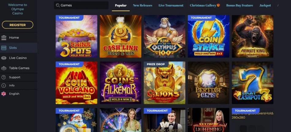 The Impressive Game Library at Olympe Casino