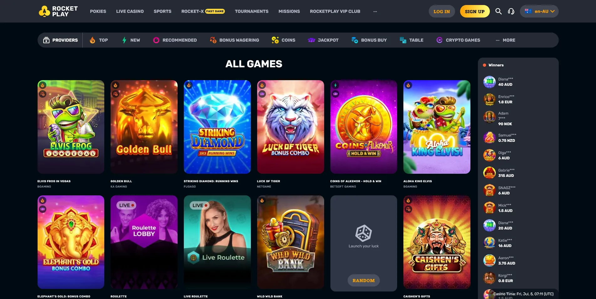 Game Catalogue: RocketPlay Focuses First on Breadth of Choice