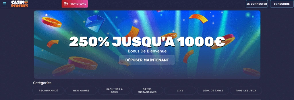 Bonus de bienvenue et promotions Casino Peaches