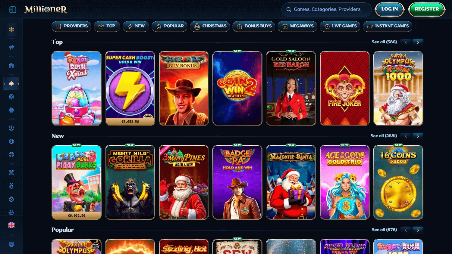 Millioner Casino Tableau des points forts du catalogue