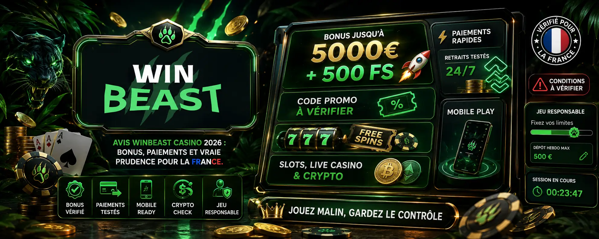Avis WinBeast Casino 2026 : bonus, paiements et vraie prudence pour la France
