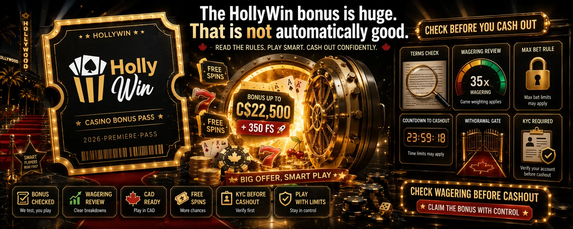 The HollyWin bonus is huge. That is not automatically good.